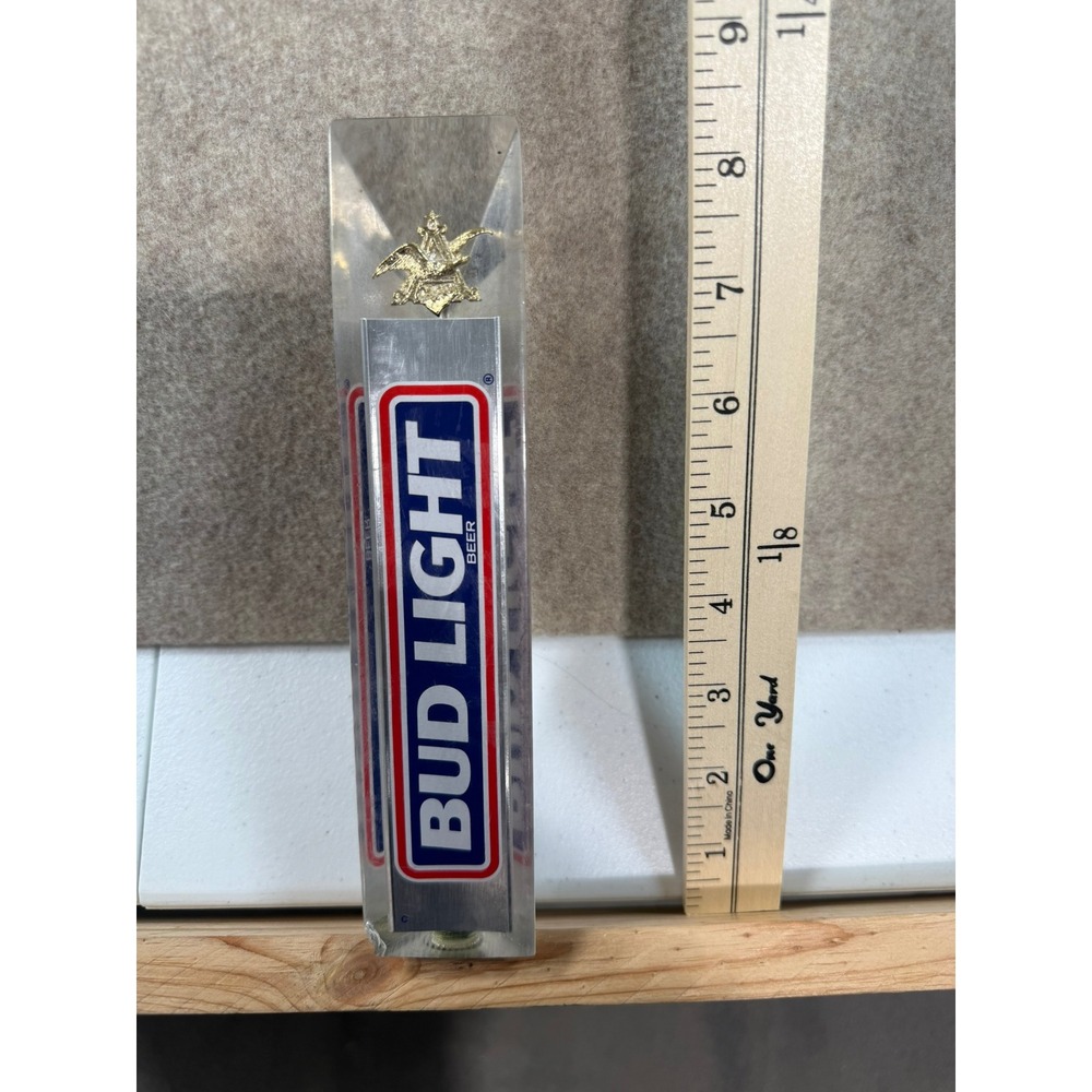 Vintage Bud Light Beer Tap Handle Triangular Lucite Acrylic Eagle Anheuser Busch